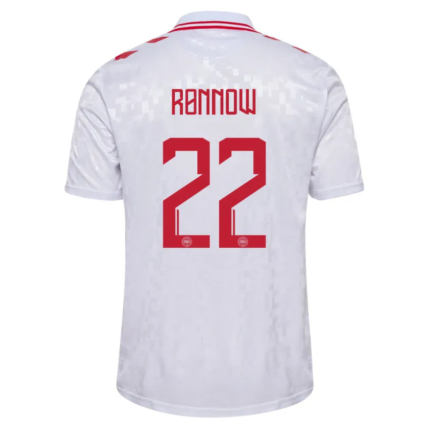 Danxen Dames Denemarken Frederik Rønnow #22 Wit Uitshirt Uittenue 24-26 T-Shirt