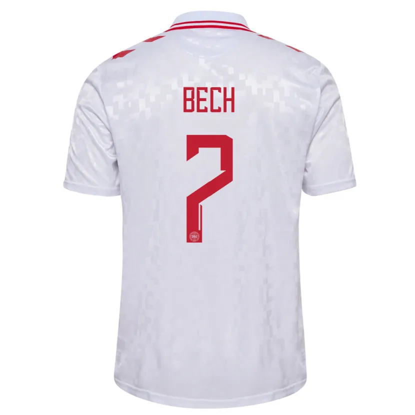 Danxen Dames Denemarken Tobias Bech #7 Wit Uitshirt Uittenue 24-26 T-Shirt