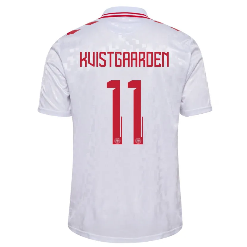 Danxen Dames Denemarken Mathias Kvistgaarden #11 Wit Uitshirt Uittenue 24-26 T-Shirt