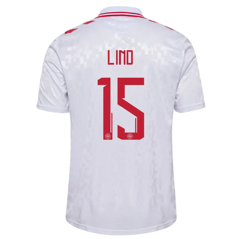 Danxen Dames Denemarken Victor Lind #15 Wit Uitshirt Uittenue 24-26 T-Shirt