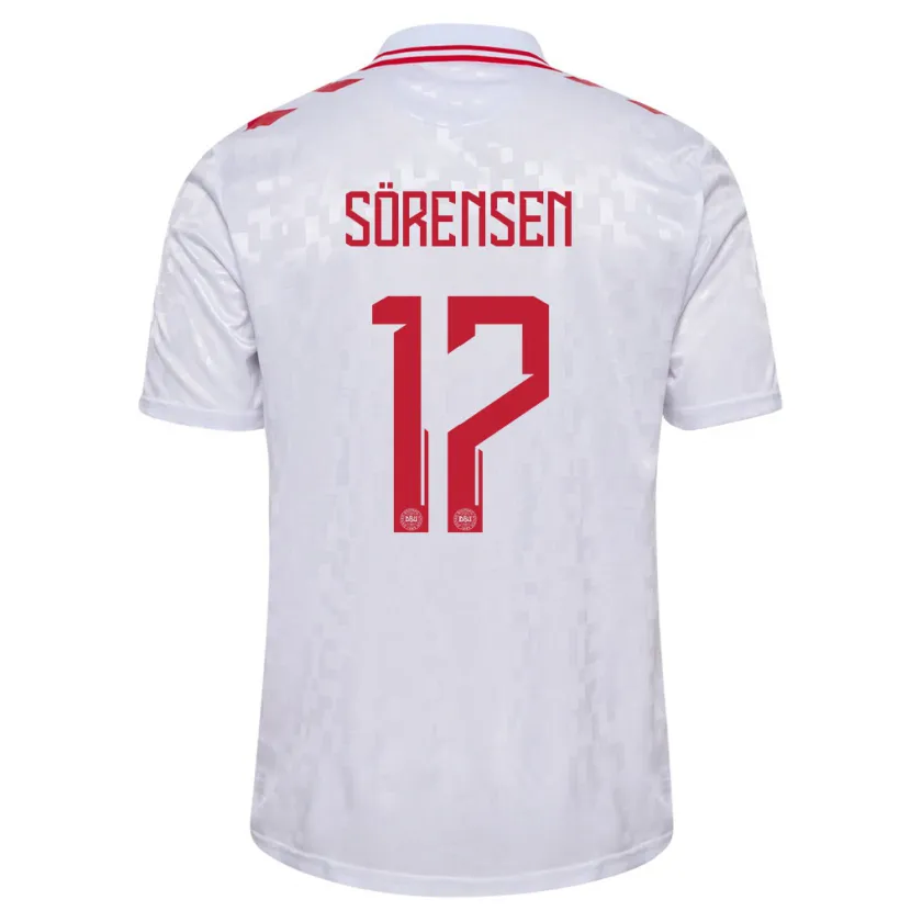 Danxen Dames Denemarken Oliver Sörensen #17 Wit Uitshirt Uittenue 24-26 T-Shirt