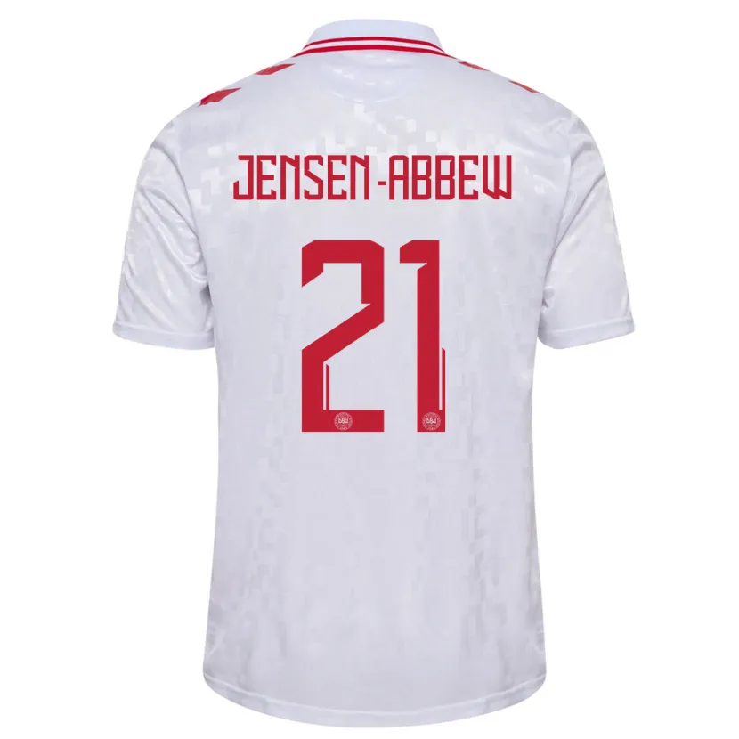Danxen Dames Denemarken Jonas Jensen-Abbew #21 Wit Uitshirt Uittenue 24-26 T-Shirt