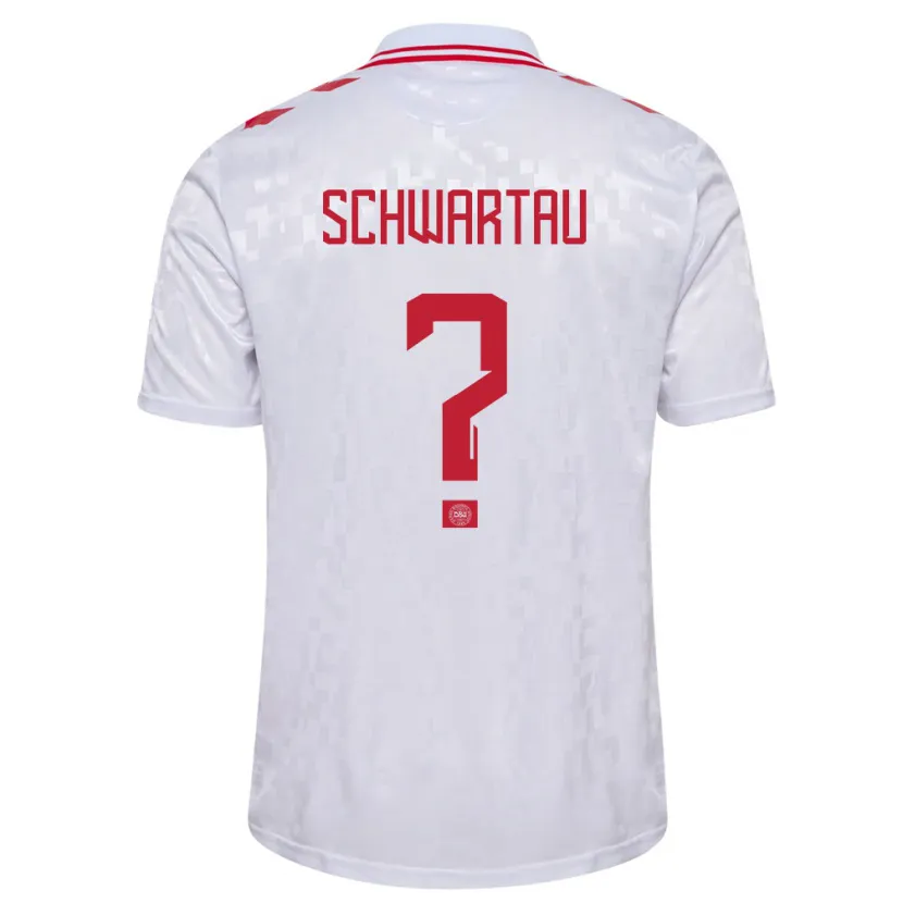 Danxen Dames Denemarken Oscar Schwartau #0 Wit Uitshirt Uittenue 24-26 T-Shirt