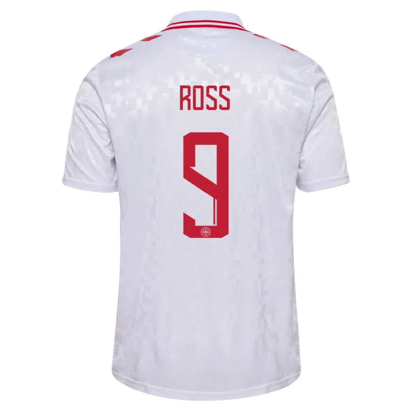 Danxen Dames Denemarken Oliver Ross #9 Wit Uitshirt Uittenue 24-26 T-Shirt