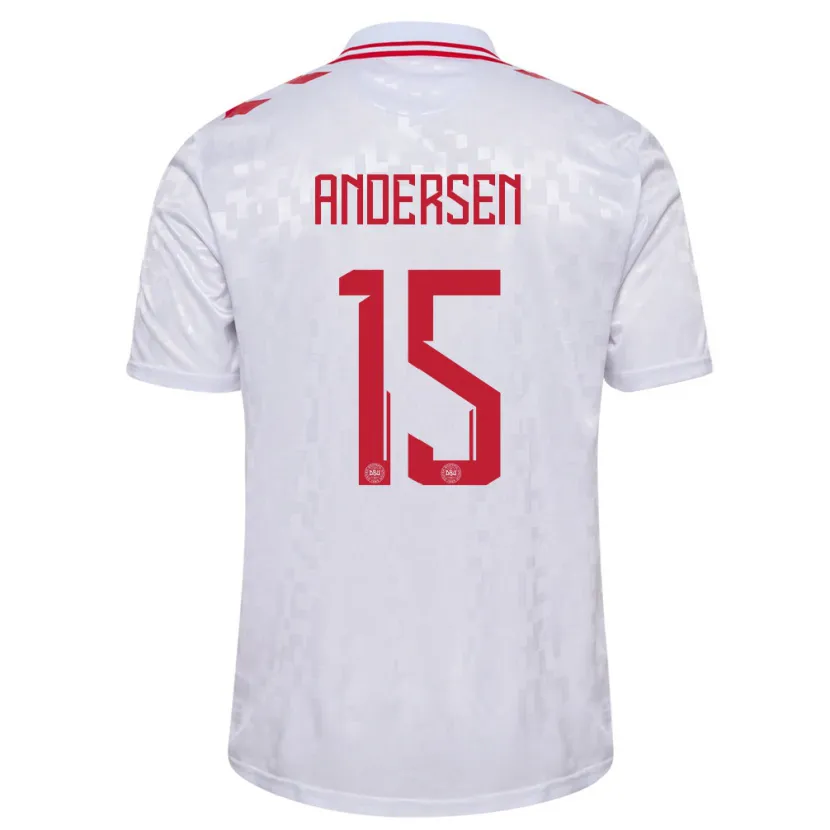Danxen Dames Denemarken Jacob Andersen #15 Wit Uitshirt Uittenue 24-26 T-Shirt