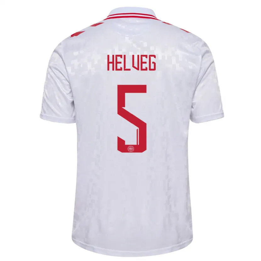 Danxen Dames Denemarken Richard Helveg #5 Wit Uitshirt Uittenue 24-26 T-Shirt