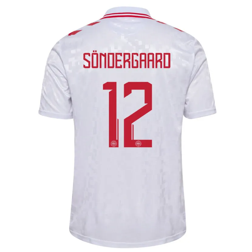 Danxen Dames Denemarken Philip Söndergaard #12 Wit Uitshirt Uittenue 24-26 T-Shirt