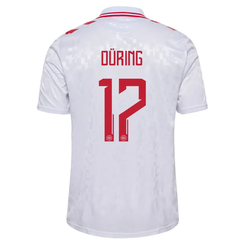 Danxen Dames Denemarken Rasmus Düring #17 Wit Uitshirt Uittenue 24-26 T-Shirt