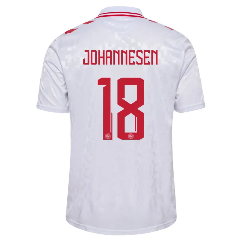 Danxen Dames Denemarken Sofus Johannesen #18 Wit Uitshirt Uittenue 24-26 T-Shirt