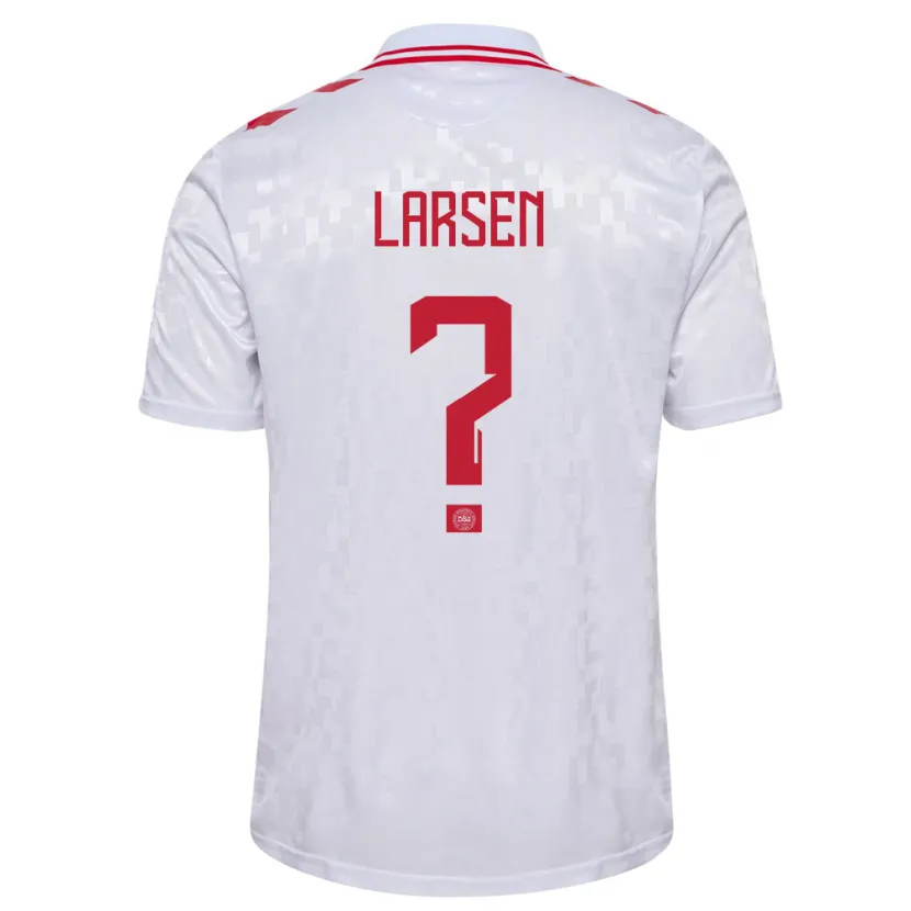 Danxen Dames Denemarken Sander Larsen #0 Wit Uitshirt Uittenue 24-26 T-Shirt
