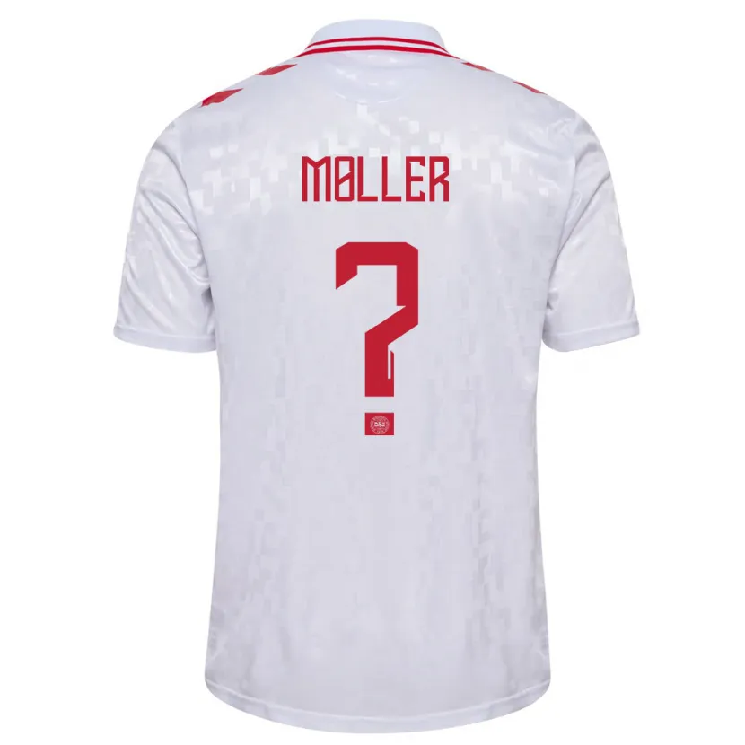 Danxen Dames Denemarken William Møller #0 Wit Uitshirt Uittenue 24-26 T-Shirt