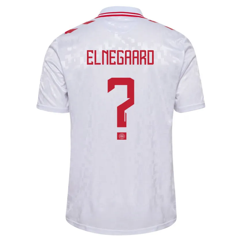 Danxen Dames Denemarken Tobias Elnegaard #0 Wit Uitshirt Uittenue 24-26 T-Shirt