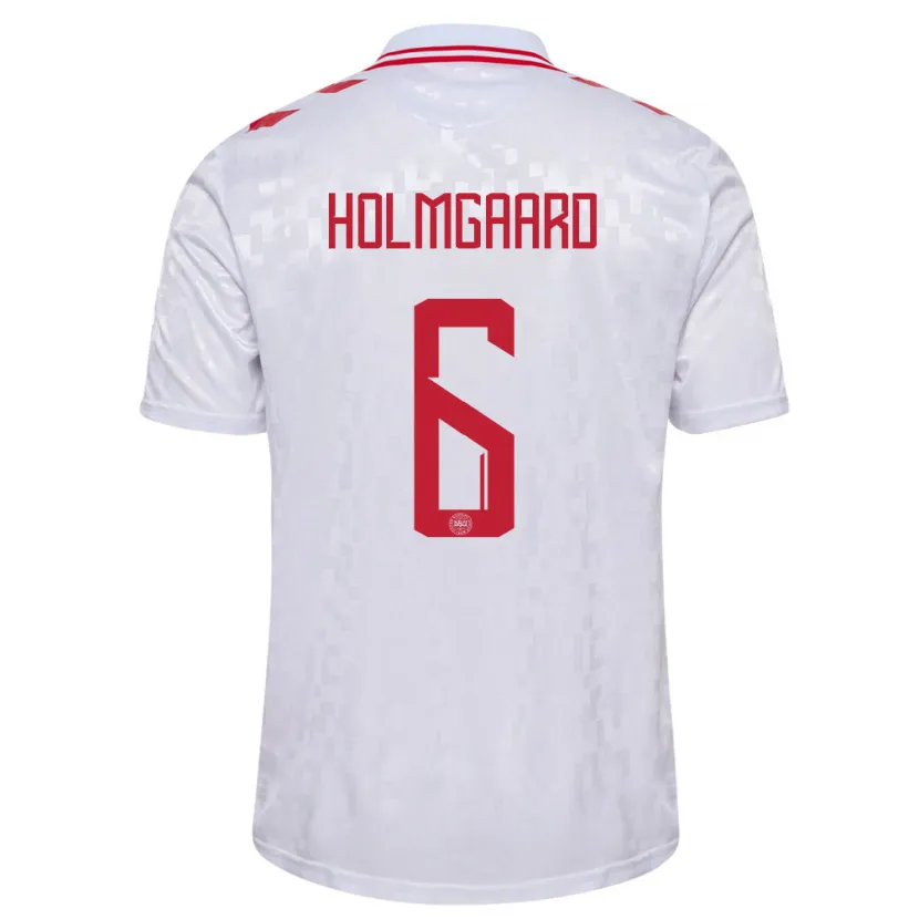 Danxen Dames Denemarken Karen Holmgaard #6 Wit Uitshirt Uittenue 24-26 T-Shirt