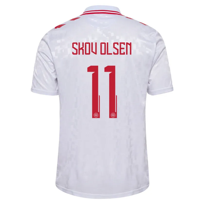 Danxen Dames Denemarken Andreas Skov Olsen #11 Wit Uitshirt Uittenue 24-26 T-Shirt