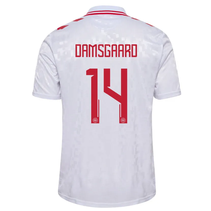 Danxen Dames Denemarken Mikkel Damsgaard #14 Wit Uitshirt Uittenue 24-26 T-Shirt