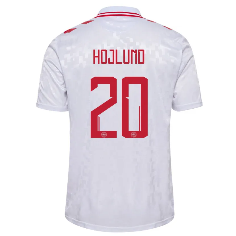 Danxen Dames Denemarken Rasmus Hojlund #20 Wit Uitshirt Uittenue 24-26 T-Shirt
