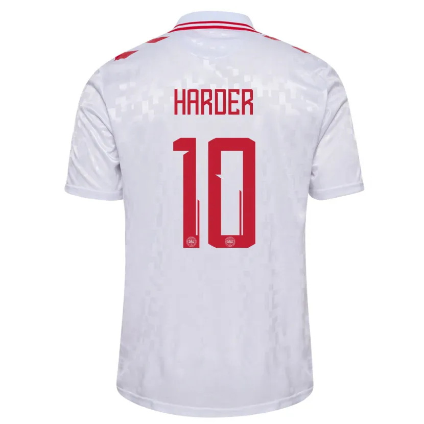 Danxen Dames Denemarken Pernille Harder #10 Wit Uitshirt Uittenue 24-26 T-Shirt