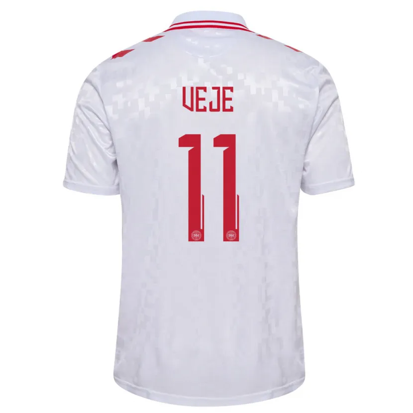 Danxen Dames Denemarken Katrine Veje #11 Wit Uitshirt Uittenue 24-26 T-Shirt
