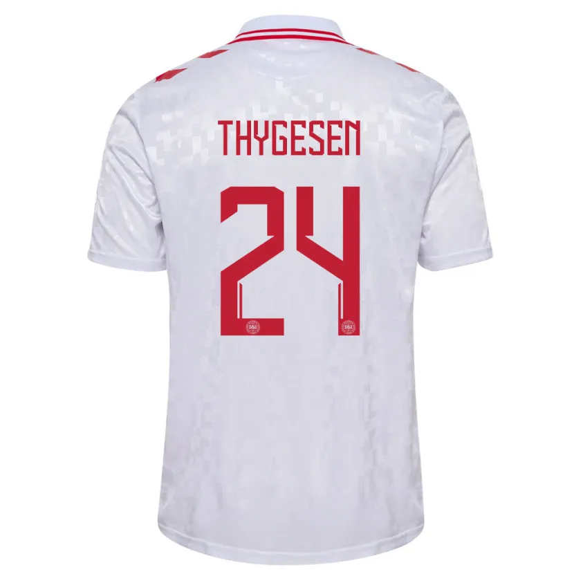 Danxen Dames Denemarken Sarah Thygesen #24 Wit Uitshirt Uittenue 24-26 T-Shirt