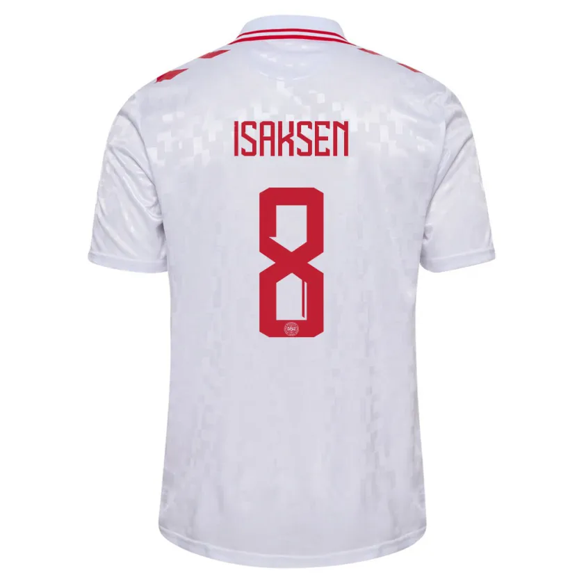 Danxen Dames Denemarken Gustav Isaksen #8 Wit Uitshirt Uittenue 24-26 T-Shirt