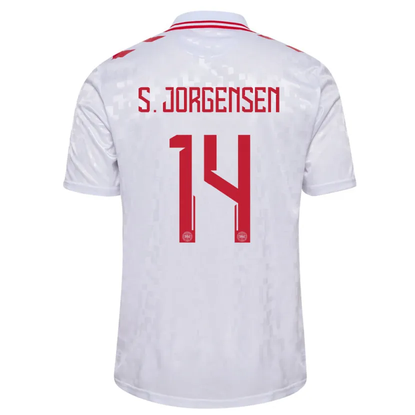 Danxen Dames Denemarken Sebastian Jorgensen #14 Wit Uitshirt Uittenue 24-26 T-Shirt