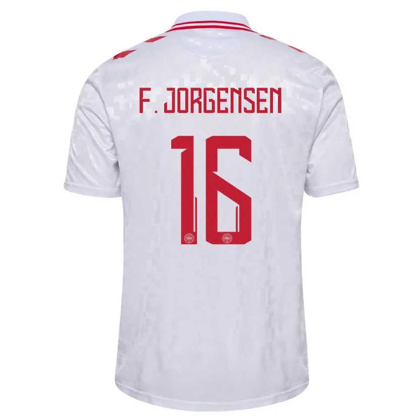 Danxen Dames Denemarken Filip Jorgensen #16 Wit Uitshirt Uittenue 24-26 T-Shirt