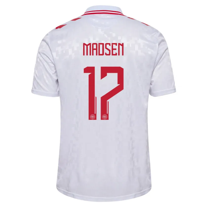 Danxen Dames Denemarken Nicolas Madsen #17 Wit Uitshirt Uittenue 24-26 T-Shirt