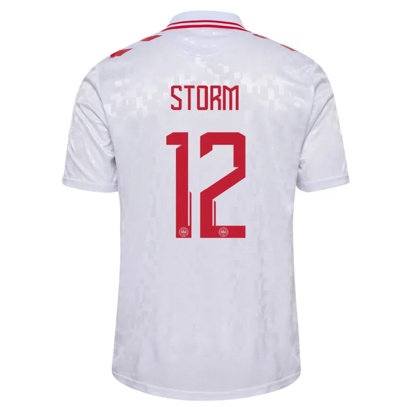 Danxen Dames Denemarken Tobias Storm #12 Wit Uitshirt Uittenue 24-26 T-Shirt