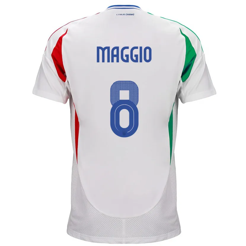 Danxen Dames Italië Luca Di Maggio #8 Wit Uitshirt Uittenue 24-26 T-Shirt