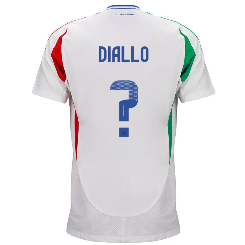 Danxen Dames Italië Djibril Diallo #0 Wit Uitshirt Uittenue 24-26 T-Shirt