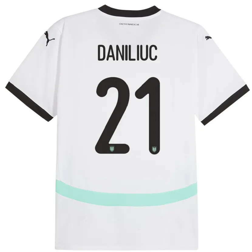 Danxen Dames Oostenrijk Flavius Daniliuc #21 Wit Uitshirt Uittenue 24-26 T-Shirt