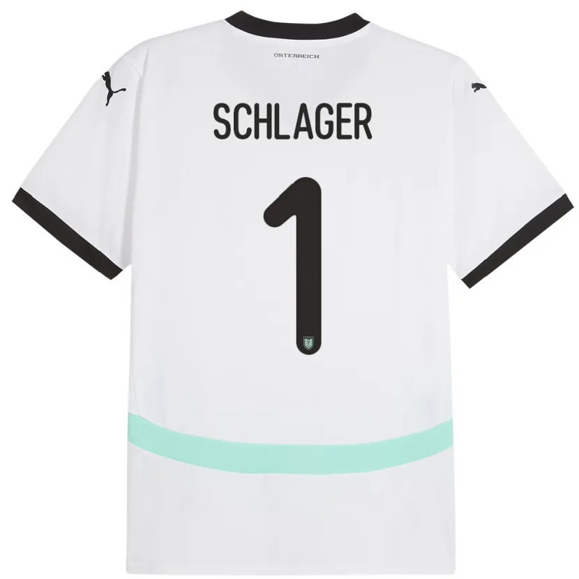 Danxen Dames Oostenrijk Alexander Schlager #1 Wit Uitshirt Uittenue 24-26 T-Shirt