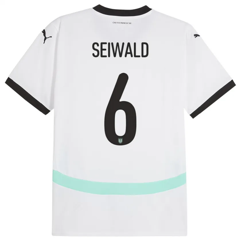 Danxen Dames Oostenrijk Nicolas Seiwald #6 Wit Uitshirt Uittenue 24-26 T-Shirt
