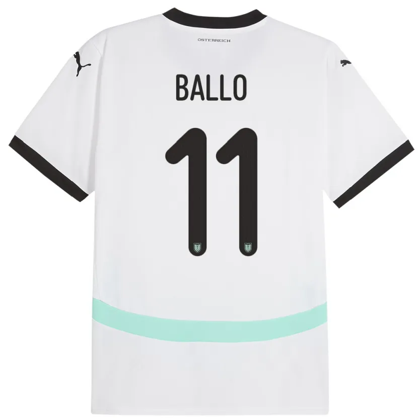 Danxen Dames Oostenrijk Thierno Ballo #11 Wit Uitshirt Uittenue 24-26 T-Shirt