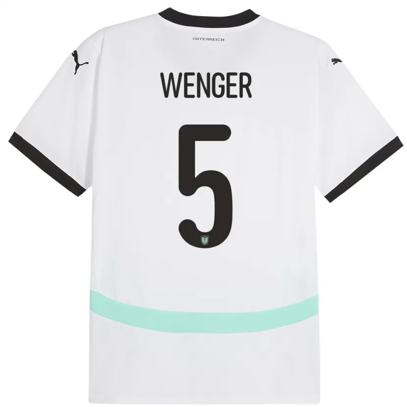 Danxen Dames Oostenrijk Claudia Wenger #5 Wit Uitshirt Uittenue 24-26 T-Shirt