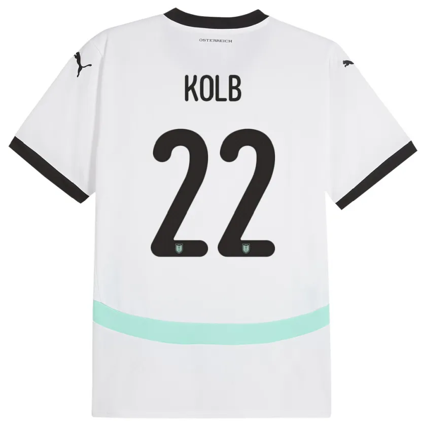 Danxen Dames Oostenrijk Lisa Kolb #22 Wit Uitshirt Uittenue 24-26 T-Shirt