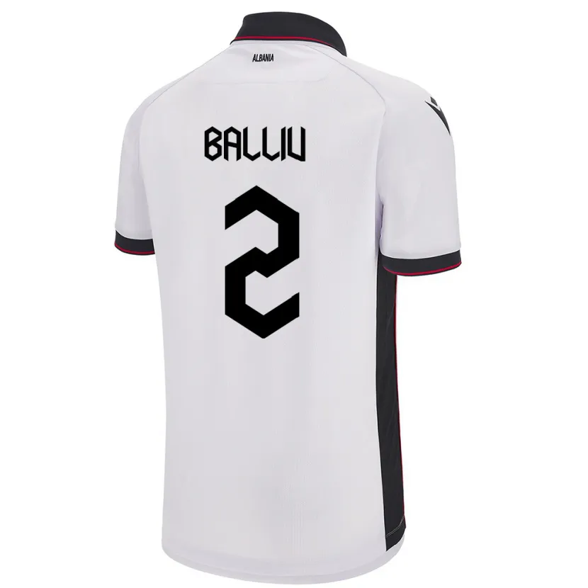 Danxen Dames Albanië Iván Balliu #2 Wit Uitshirt Uittenue 24-26 T-Shirt