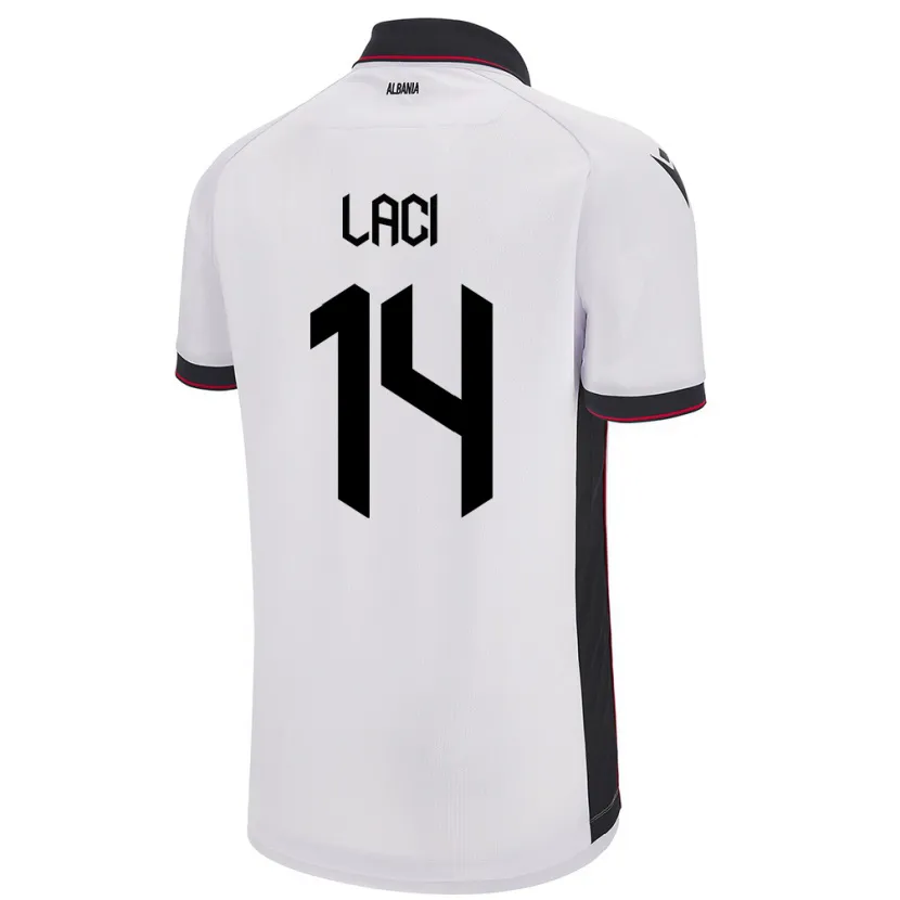 Danxen Dames Albanië Qazim Laci #14 Wit Uitshirt Uittenue 24-26 T-Shirt