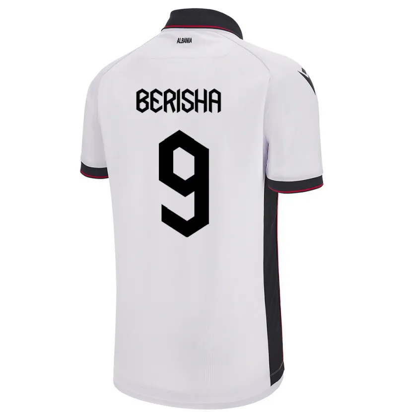 Danxen Dames Albanië Fortesa Berisha #9 Wit Uitshirt Uittenue 24-26 T-Shirt