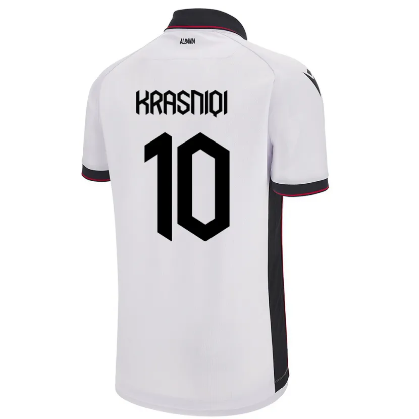 Danxen Dames Albanië Qëndresa Krasniqi #10 Wit Uitshirt Uittenue 24-26 T-Shirt