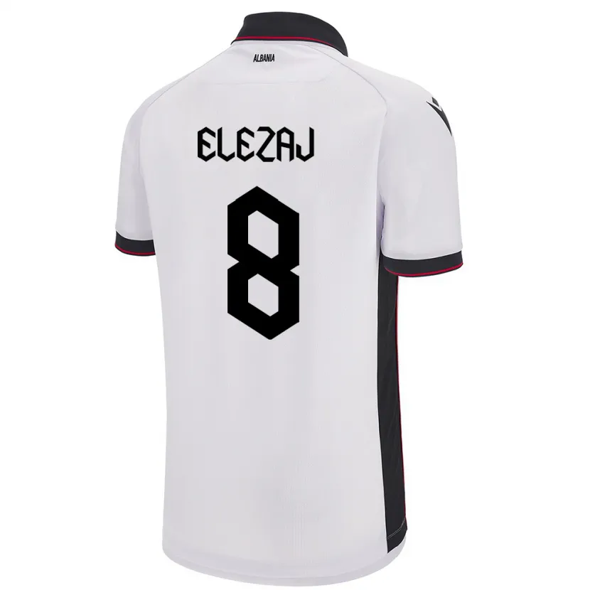 Danxen Dames Albanië Endrina Elezaj #8 Wit Uitshirt Uittenue 24-26 T-Shirt