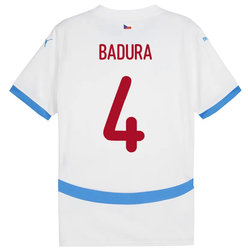 Danxen Dames Tsjechië Vitezslav Badura #4 Wit Uitshirt Uittenue 24-26 T-Shirt