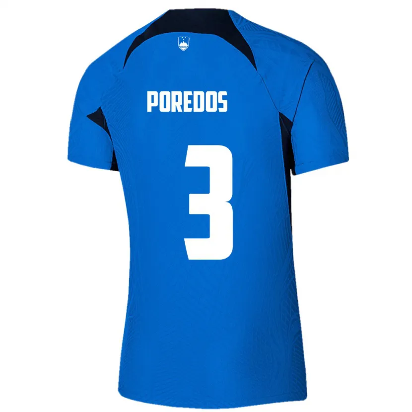 Danxen Dames Slovenië Luka Poredos #3 Blauw Uitshirt Uittenue 24-26 T-Shirt