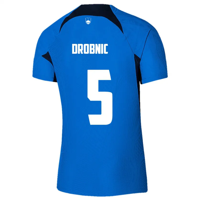 Danxen Dames Slovenië Dominik Drobnic #5 Blauw Uitshirt Uittenue 24-26 T-Shirt