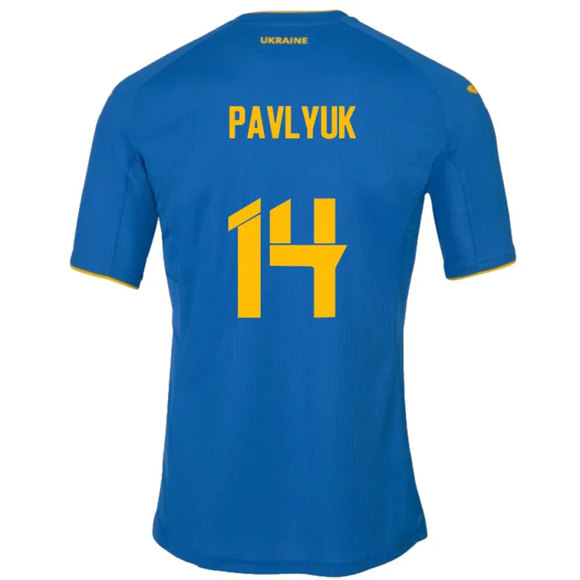 Danxen Dames Oekraïne Yevgen Pavlyuk #14 Blauw Uitshirt Uittenue 24-26 T-Shirt
