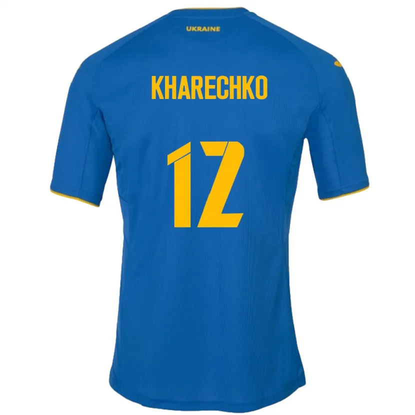Danxen Dames Oekraïne Oleksandr Kharechko #12 Blauw Uitshirt Uittenue 24-26 T-Shirt