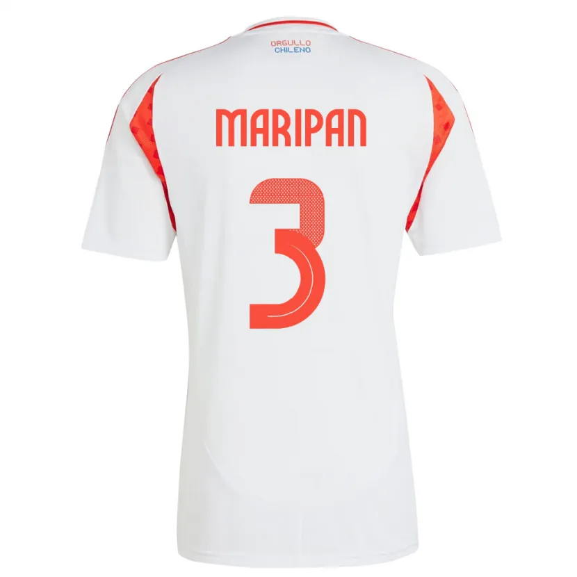 Danxen Dames Chili Guillermo Maripán #3 Wit Uitshirt Uittenue 24-26 T-Shirt