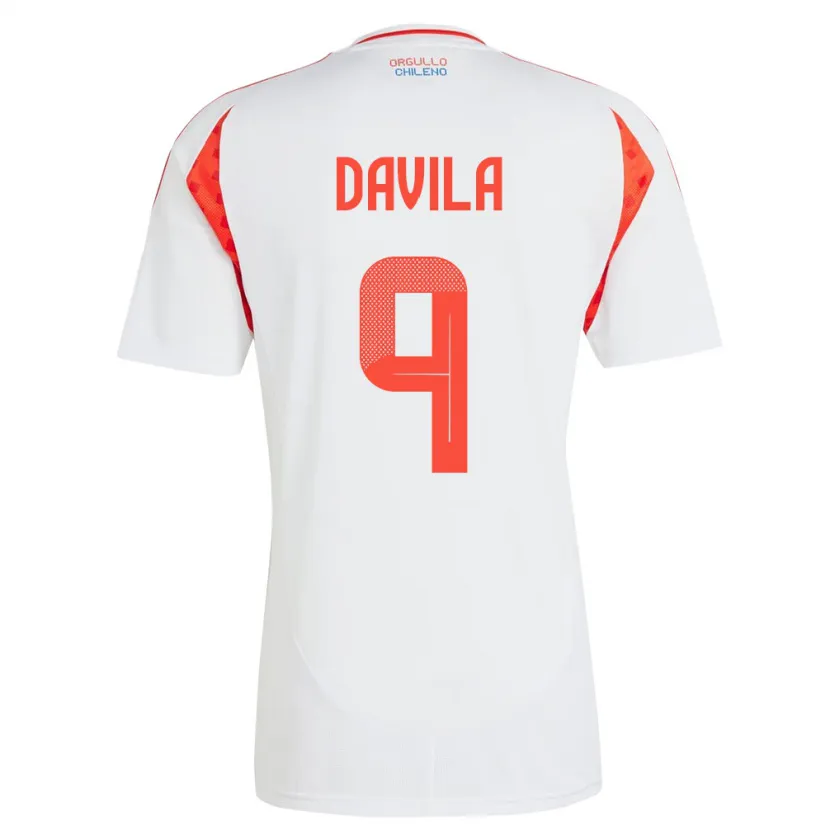 Danxen Dames Chili Víctor Dávila #9 Wit Uitshirt Uittenue 24-26 T-Shirt