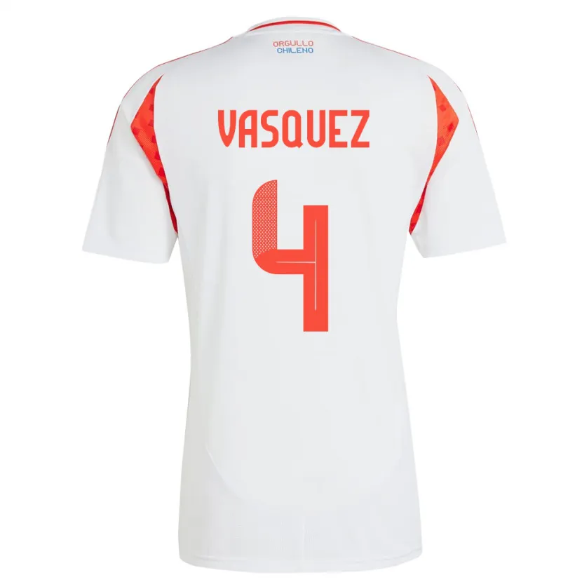 Danxen Dames Chili Matías Vásquez #4 Wit Uitshirt Uittenue 24-26 T-Shirt