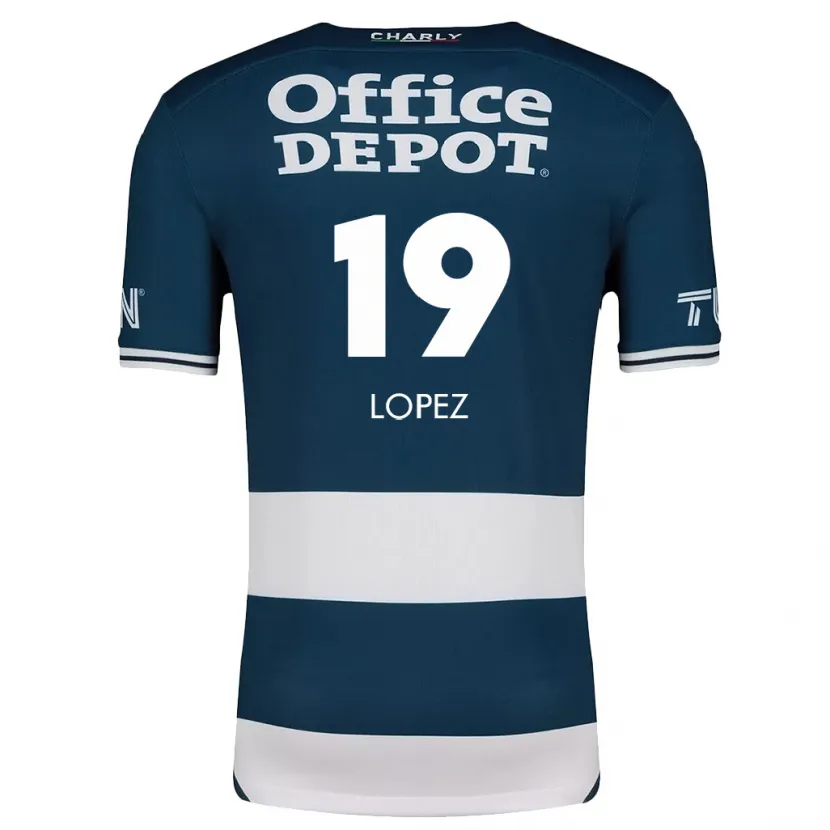 Danxen Kinderen Javier Eduardo López #19 Blauw Wit Thuisshirt Thuistenue 2024/25 T-Shirt